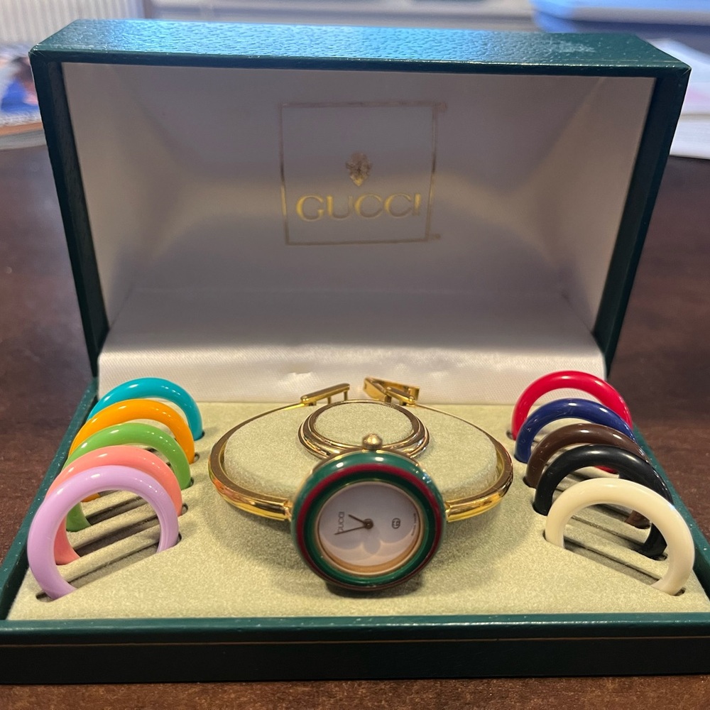 Gucci Women's Gold Watch with Colorful Bezels